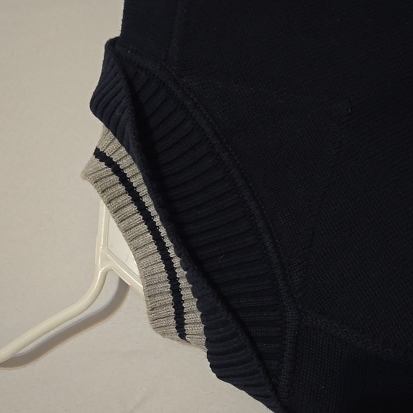 Vintage, Tommy Hilfiger, Navy, Grey, Quality Knit Sweater, Zip Neckline, Sz Lg - Picture 12 of 12